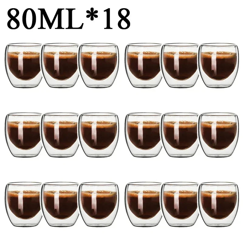 2-18PCS Double Wall High Borosilicate Glass Mug Heat Resistant Tea Milk Juice Coffee Water Cup Bar Drinkware Gift Creativity Set Quick Pick Grocers